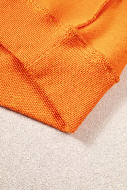 Orange PRAY Plaid Embroidered Mock Neck Sweatshirt