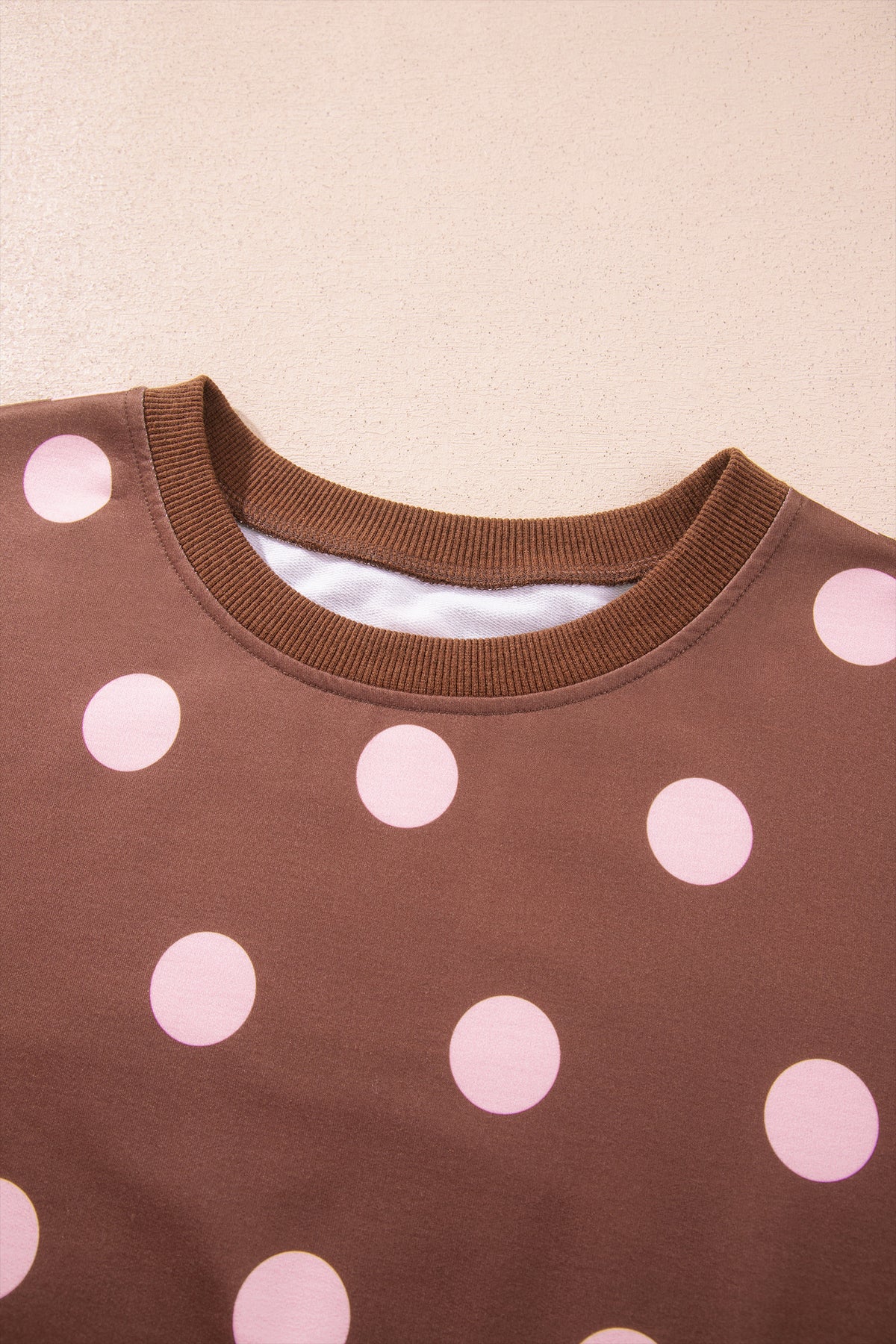 Brown Polka Dot Two Piece Set Long Sleeve Casual Skirt Set