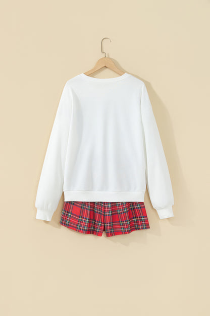 Red Plaid MERRY Holiday Long Sleeve Top and Shorts Set