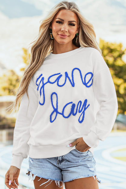 Black Tinsel Game Day Drop Shoulder Graphic Sweatshirt