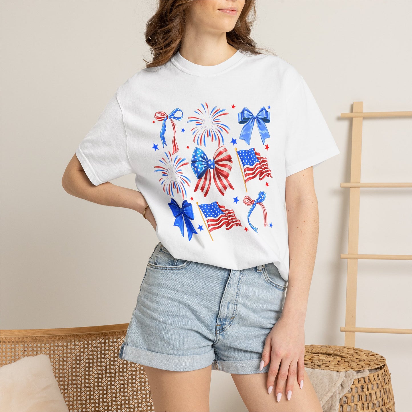 Patriotic Bows & Fireworks T-Shirt