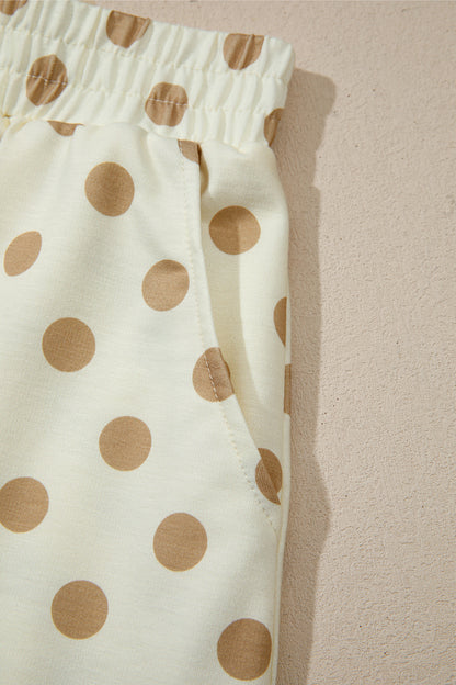 Orange Polka Dot Hooded Long Sleeve Top Casual Mini Skort Set