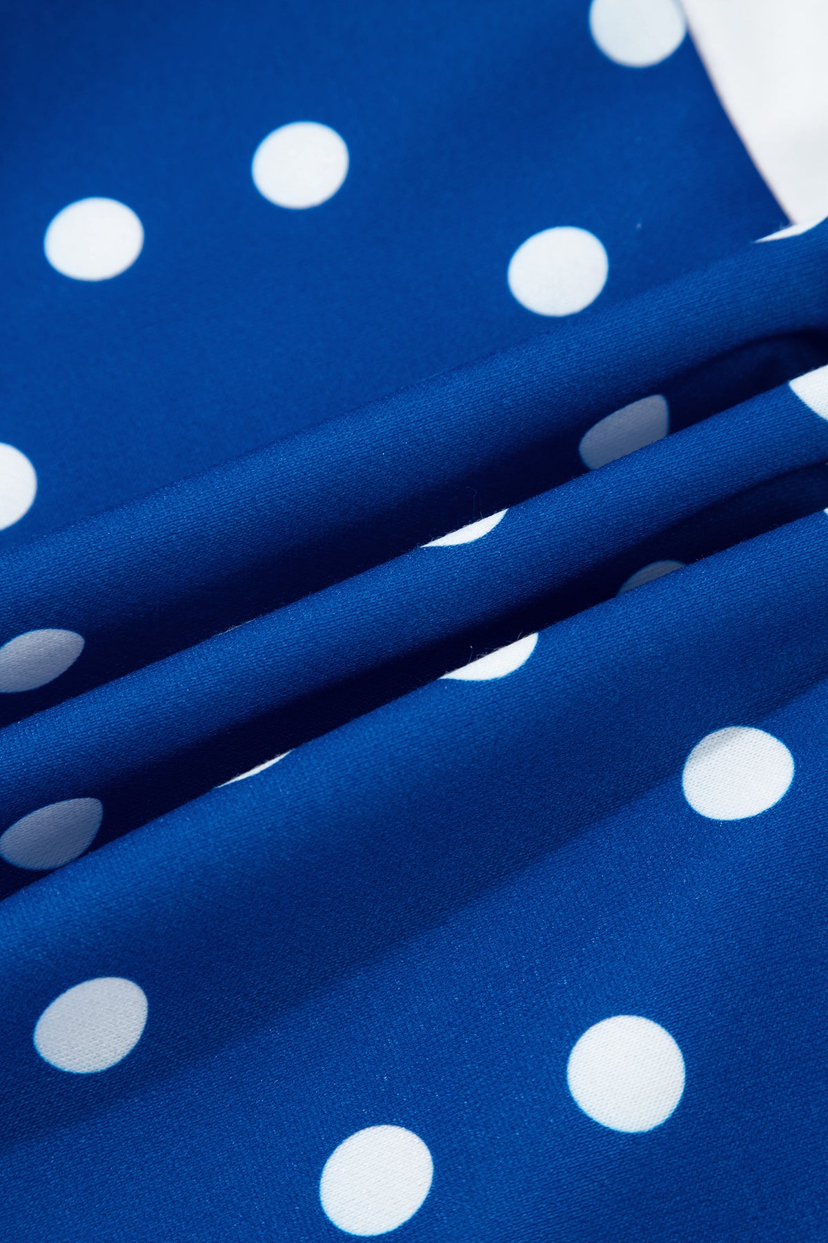 Blue Polka Dot Colorblock Half Zip Puff Sleeve Pullover Sweatshirt