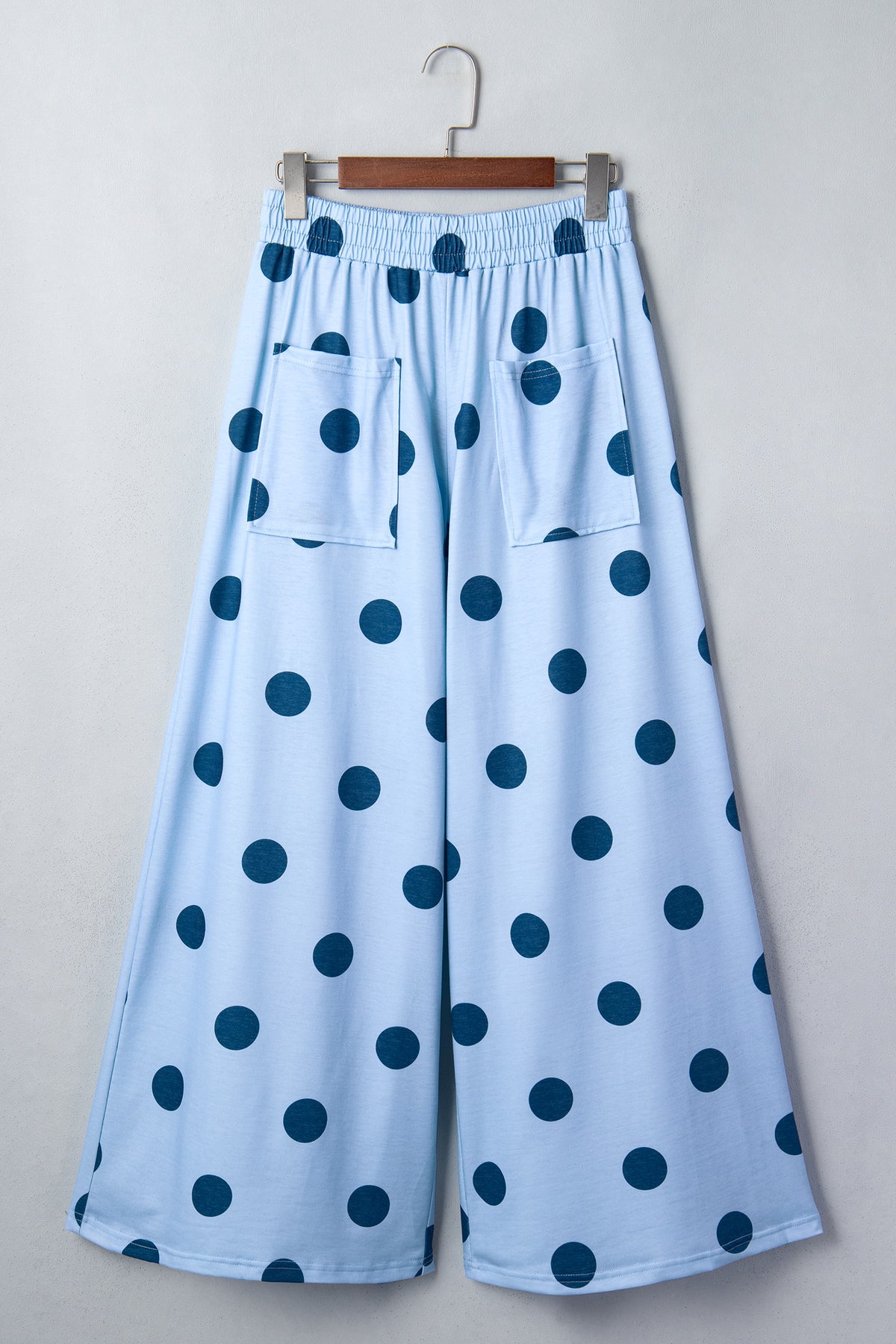 Brown Polka Dot Wide Leg Elastic Waist Casual Pants