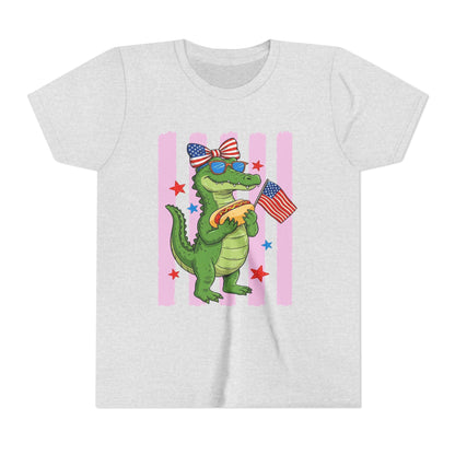 Girl patriotic alligator T-shirt