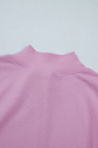 Phalaenopsis Solid Color High Neck Cap Sleeve Loose Top