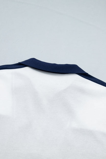 Prussian Blue Exposed Seam Detail Half Sleeve Top Elastic Waist Shorts 2pcs Set