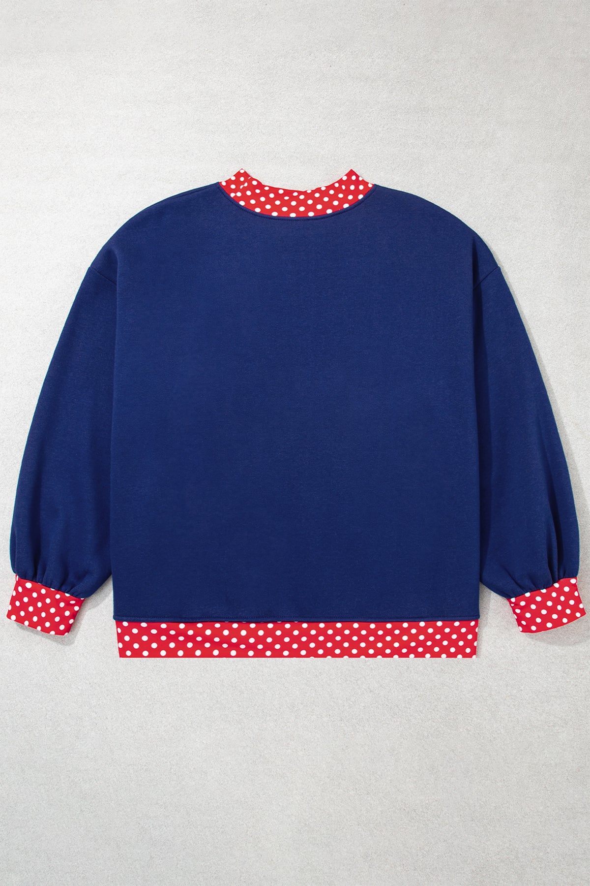 Dark Green Polka Dot Patchwork Round Neck Plus Size Sweatshirt
