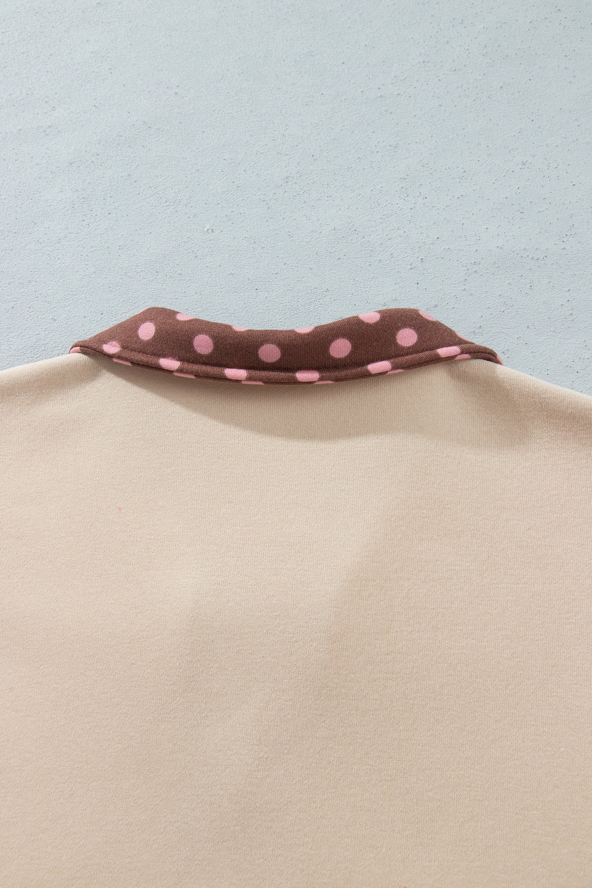 Brown Polka Dot Contrast Baggy Pullover and Elastic Waist Shorts 2pcs Set