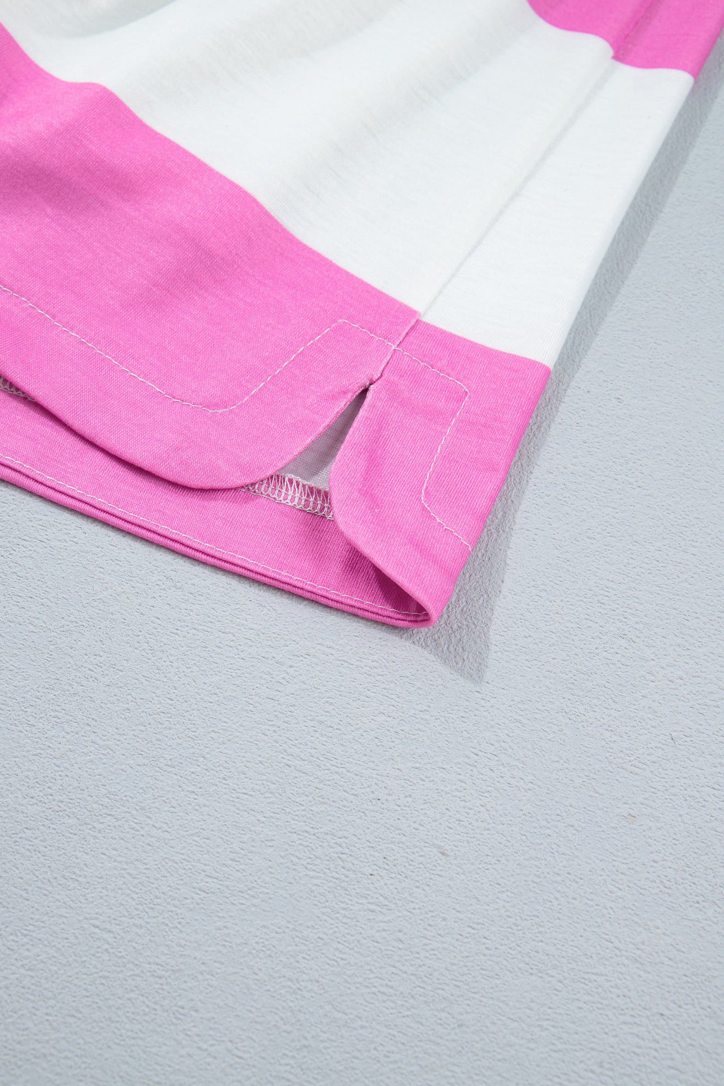 Rose Stripe Colorblock Trim Polo Tee Drawstring Mini Skirt 2pcs Set
