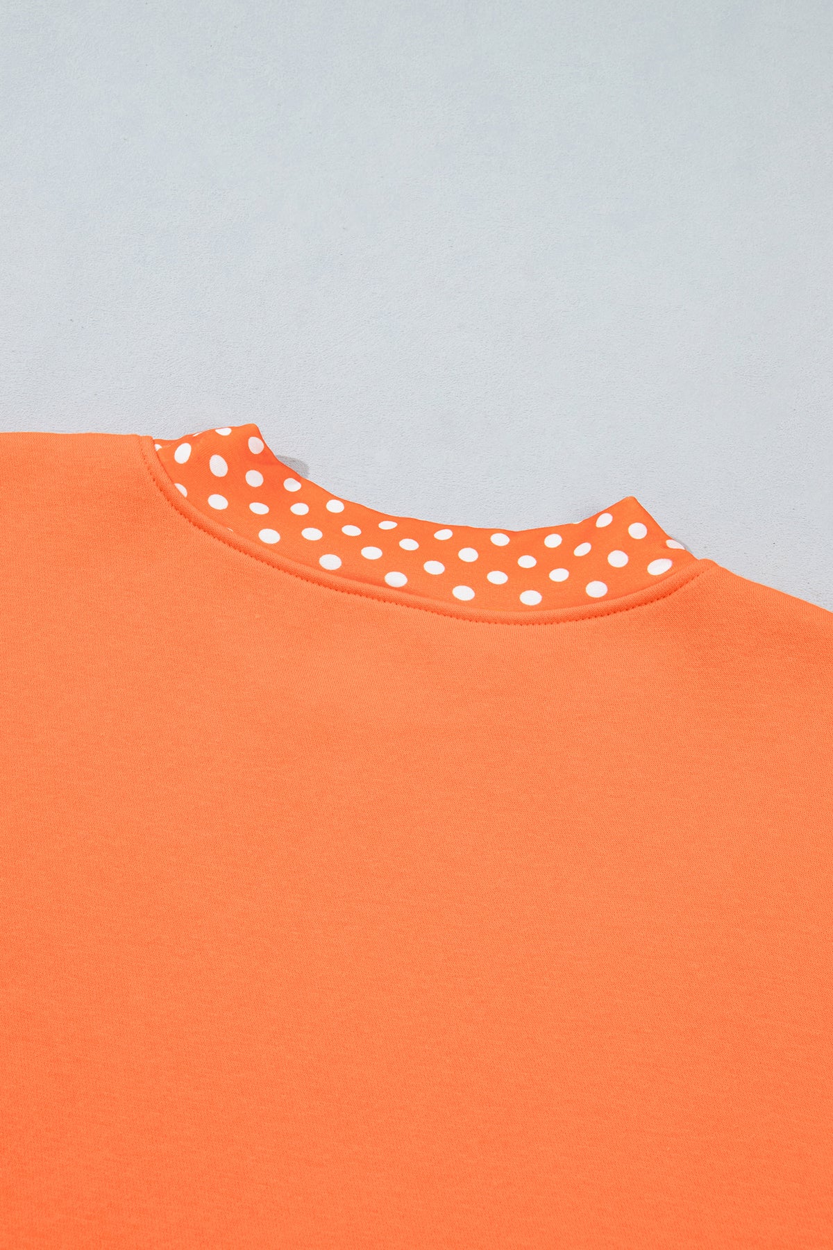 Orange Colorblock Polka Dot Contrast Trim Oversized Sweatshirt