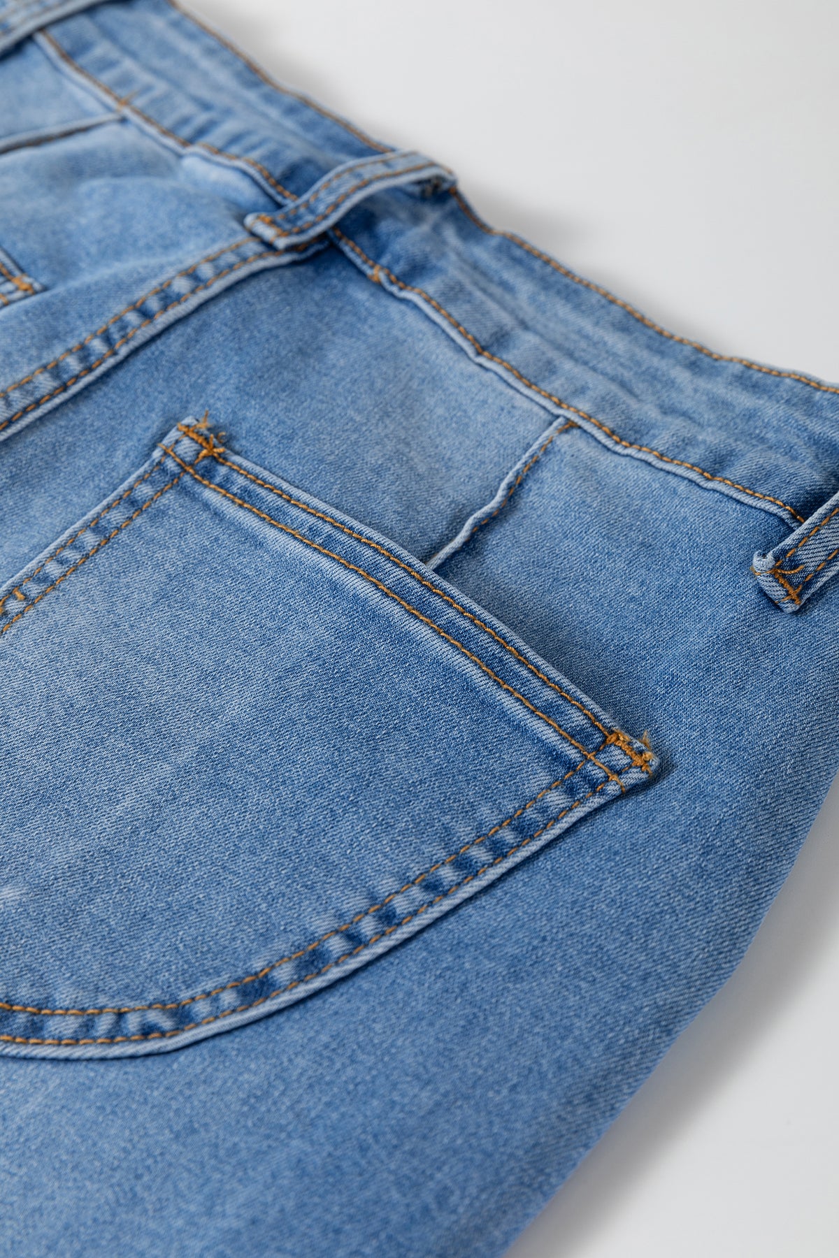 Dusk Blue Piping Seam Detail Flare Leg Pocket Jeans