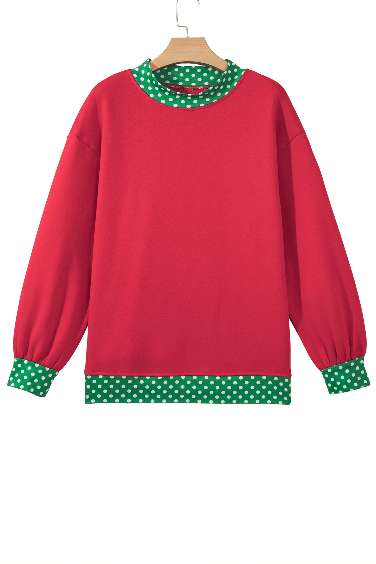 Orange Colorblock Polka Dot Contrast Trim Oversized Sweatshirt