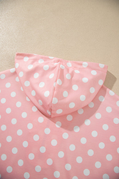 Orange Polka Dot Hooded Long Sleeve Top Casual Mini Skort Set