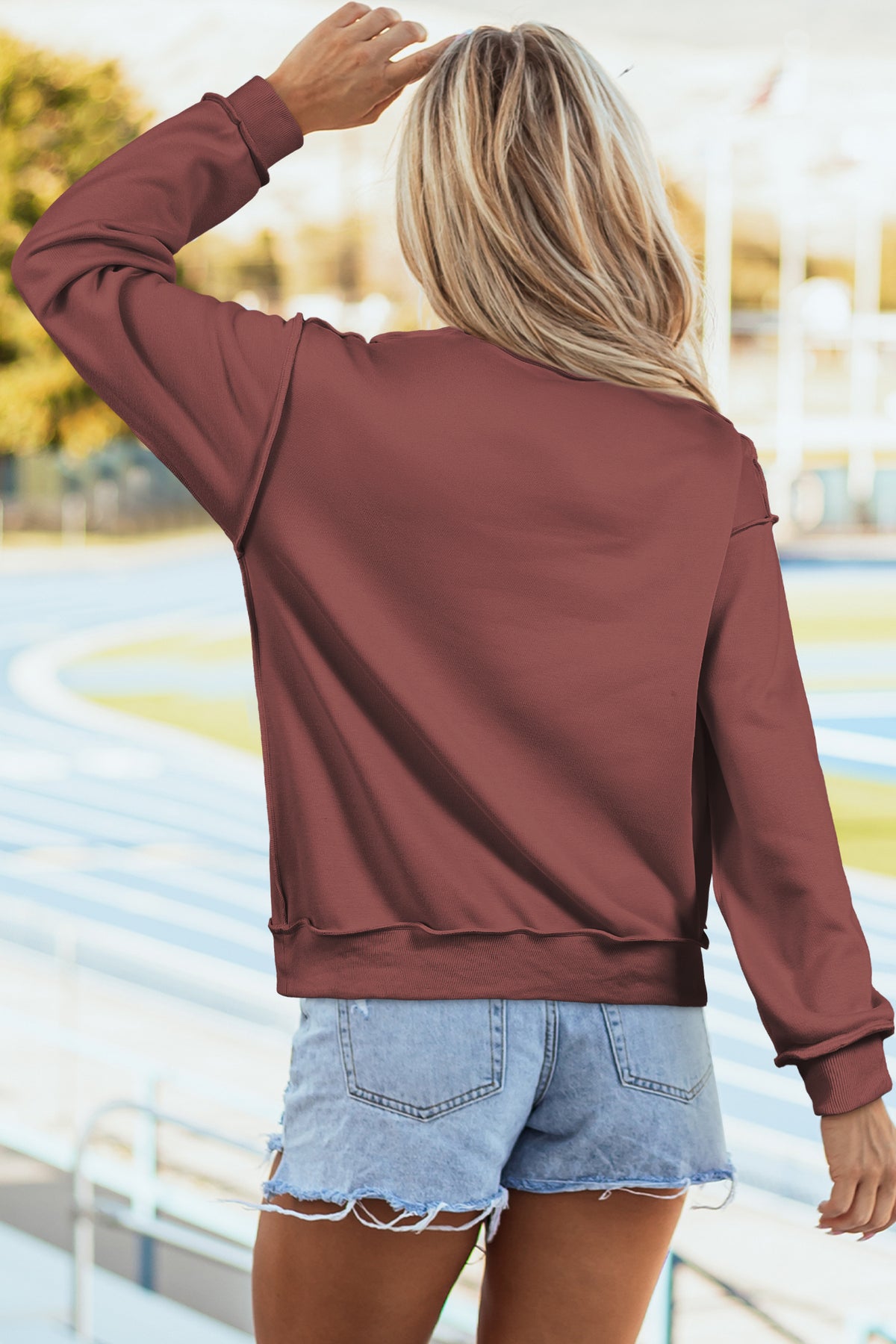 Black Oversize Drop Shoulder Reversible Mock Neck Sweatshirt