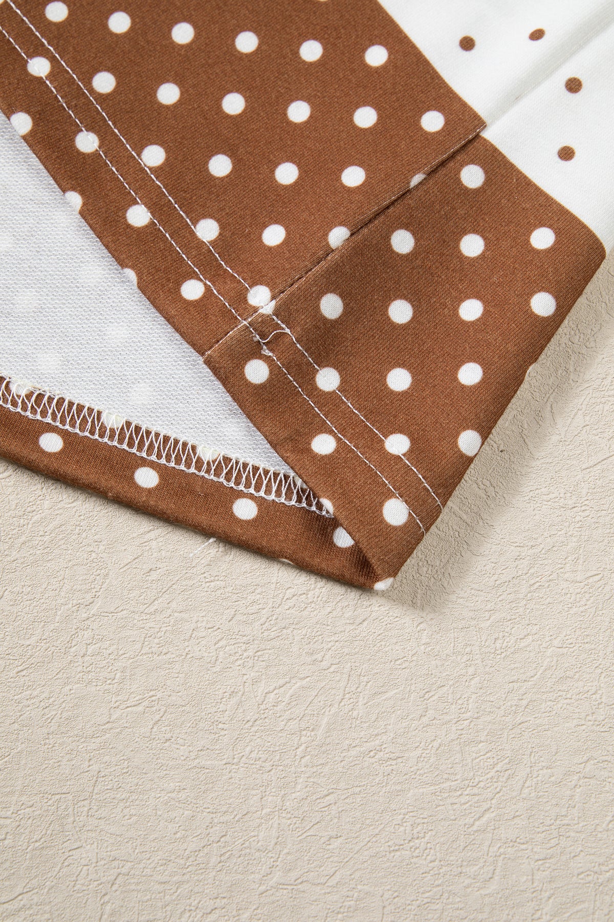 Brown Polka Dot Patchwork Colorblock Long Sleeve Top