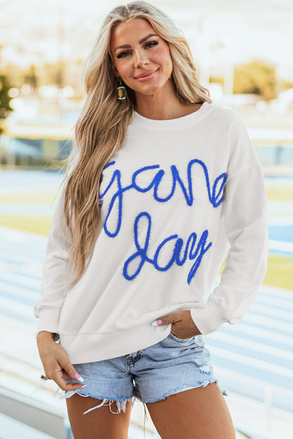 Black Tinsel Game Day Drop Shoulder Graphic Sweatshirt