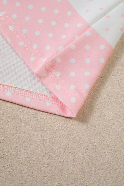Brown Polka Dot Patchwork Colorblock Long Sleeve Top