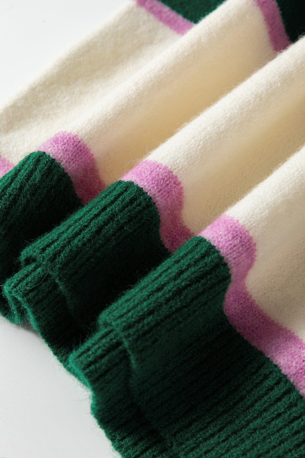 Blackish Green Striped Color Block Knit Dropped Shoulder Loose Pullover Sweater