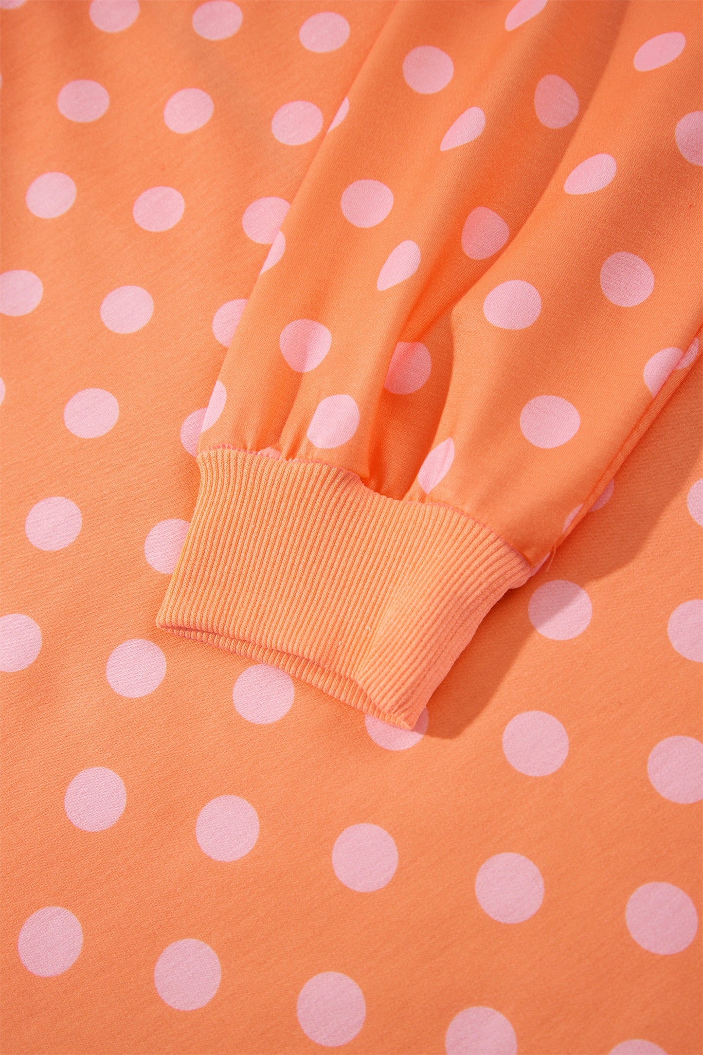 Orange Polka Dot Hooded Long Sleeve Top Casual Mini Skort Set