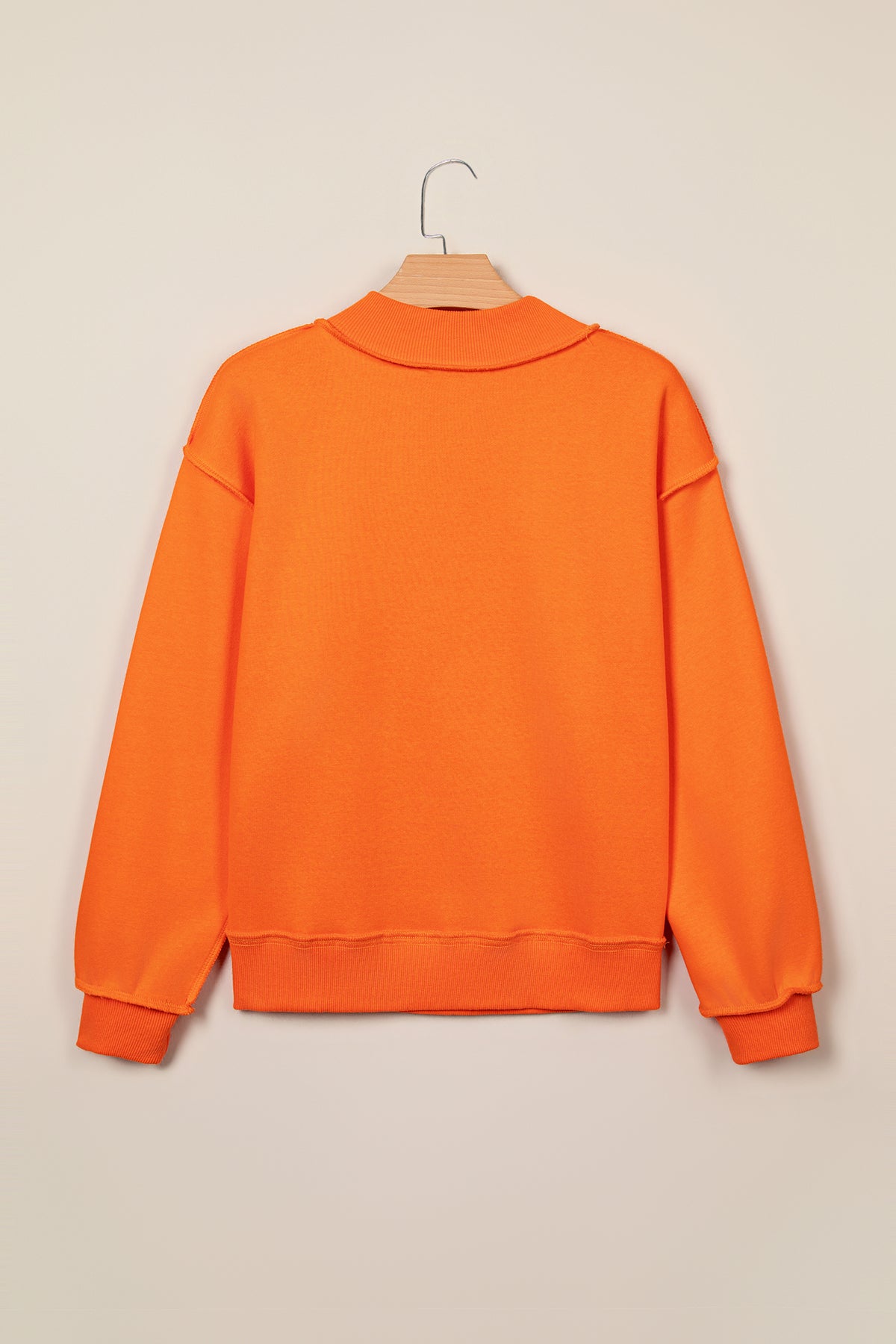 Orange PRAY Plaid Embroidered Mock Neck Sweatshirt