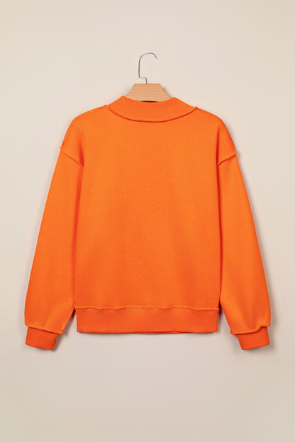 Orange PRAY Plaid Embroidered Mock Neck Sweatshirt