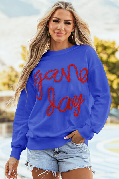 Black Tinsel Game Day Drop Shoulder Graphic Sweatshirt