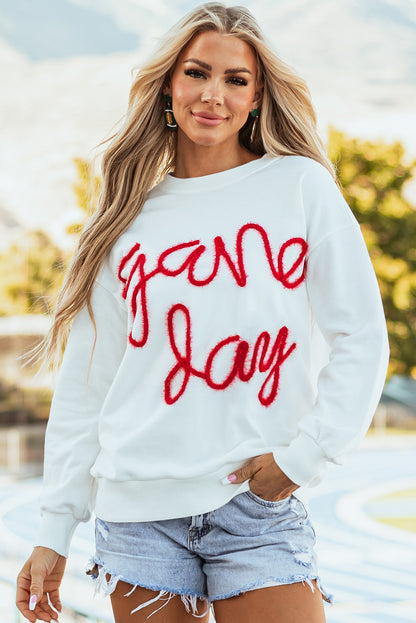 Black Tinsel Game Day Drop Shoulder Graphic Sweatshirt