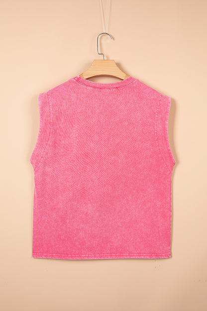 Bonbon Bonbon Toner Washed Wild West Whiskey Print Sleeveless Muscle Top