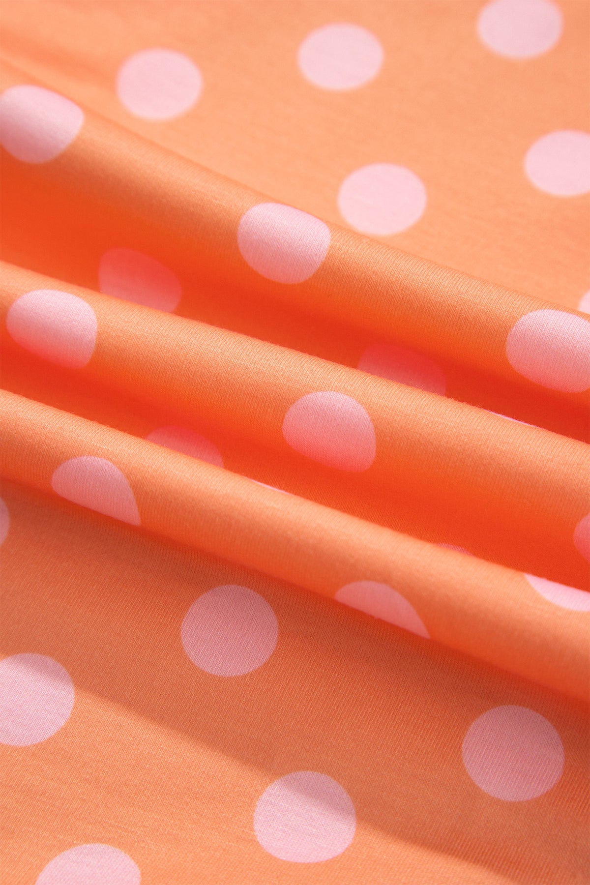 Orange Polka Dot Hooded Long Sleeve Top Casual Mini Skort Set