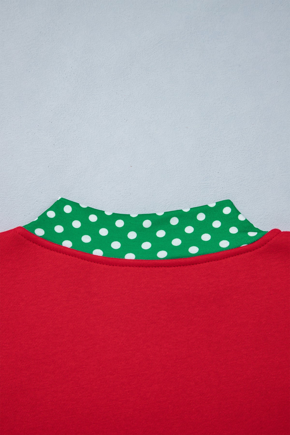 Sail Blue Polka Dot Letter Print Contrast Trim Mock Neck Sweatshirt