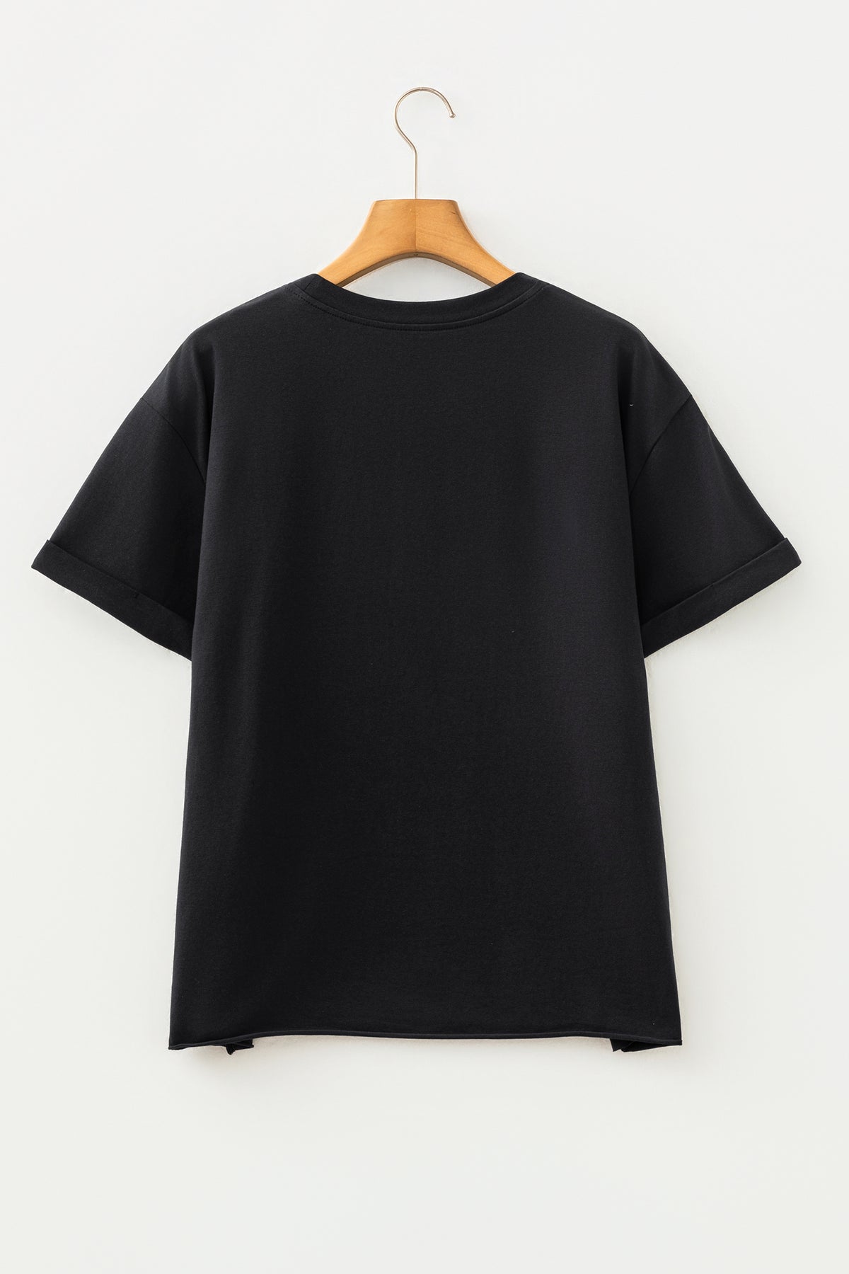 Black Camo Print Game Day Tee Short Sleeve Round Neck Casual T Shirt