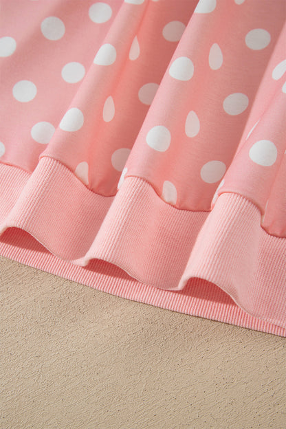 Orange Polka Dot Hooded Long Sleeve Top Casual Mini Skort Set