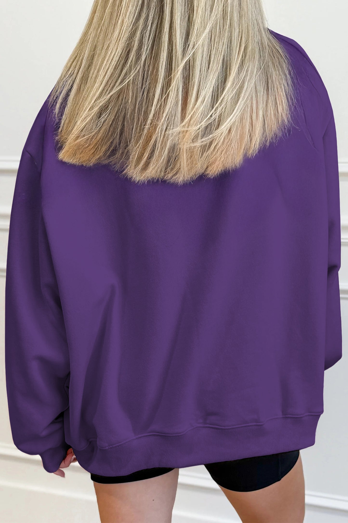 Black Solid Color Oversized Mock Neck Sweatshirt